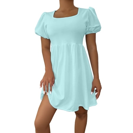 Maxi Dress for Women Valentines Dress for Women Women Summer Dresses Pure Color Short Sleeve Casual Knee Length Dress Summer Dresses Homecoming Dresses on Clearance Blue M
Maxi Dress for Women Valentines Dress for Women Women Summer Dresses Pure Color Short Sleeve Casual Knee Length Dress Summer Dresses Homecoming Dresses on Clearance Blue M