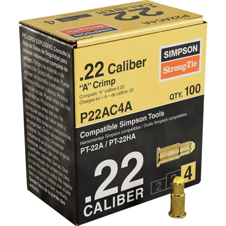 1PK Simpson Strong-Tie 0.22-Caliber Single Shot Level 4 Yellow Powder Load (100-Qty)
1PK Simpson Strong-Tie 0.22-Caliber Single Shot Level 4 Yellow Powder Load (100-Qty)