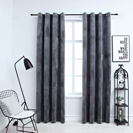 WONISOLI Blackout Curtains with Rings 2 pcs Anthracite 54 x95 Velvet
