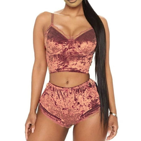 Valentines Day Women s Sexy Golden Velvet Sleepwear Solid Color Sleeveless Tops Short Pants 2Pcs Homewear
Valentines Day Women s Sexy Golden Velvet Sleepwear Solid Color Sleeveless Tops Short Pants 2Pcs Homewear