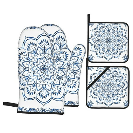 Blue Mandala Flower Oven Mitts And Pot Holders Sets Baking Sets For Kitchen Bbq Gloves Heat Resistant Cooking Mandala Doodle Drawing 4 Pcs
Blue Mandala Flower Oven Mitts And Pot Holders Sets Baking Sets For Kitchen Bbq Gloves Heat Resistant Cooking Mandala Doodle Drawing 4 Pcs
