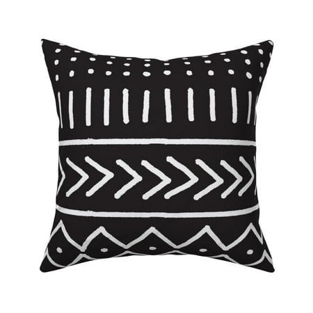 African Tribal Black White Throw Pillow Cover w Optional Insert by Roostery