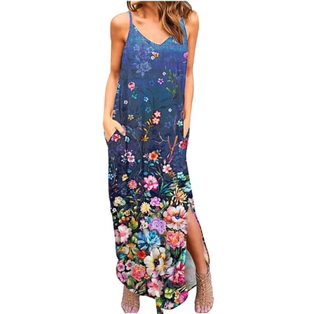 Womens Dresses 2023 Summer V-Neck Printed Suspender Dress Casual Sleeveless Split Beach Dress
Womens Dresses 2023 Summer V-Neck Printed Suspender Dress Casual Sleeveless Split Beach Dress
