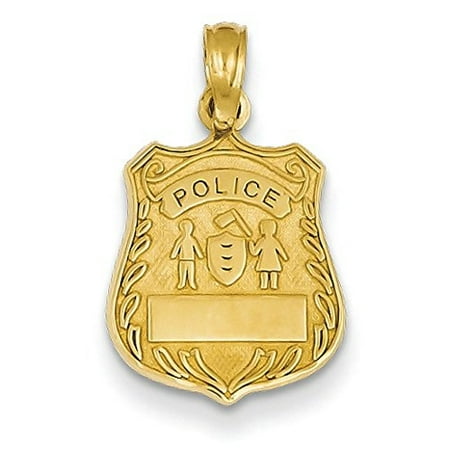 14K Yellow Gold Police Badge Charm Pendant MSRP $202