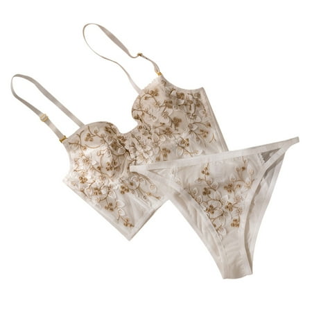 Embroidery Lace Bra Set Women Cute Floral Underwired Bra Panties Back Closure Lingerie Set New
Embroidery Lace Bra Set Women Cute Floral Underwired Bra Panties Back Closure Lingerie Set New