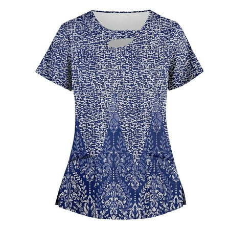 BIZIZA Scrub Tops Dressy Short Sleeve Printed Uniform Plus Size Hollow with Two Pocket V Neck Women s Summer Tops Womens Tops Dark Blue 4XL
BIZIZA Scrub Tops Dressy Short Sleeve Printed Uniform Plus Size Hollow with Two Pocket V Neck Women s Summer Tops Womens Tops Dark Blue 4XL