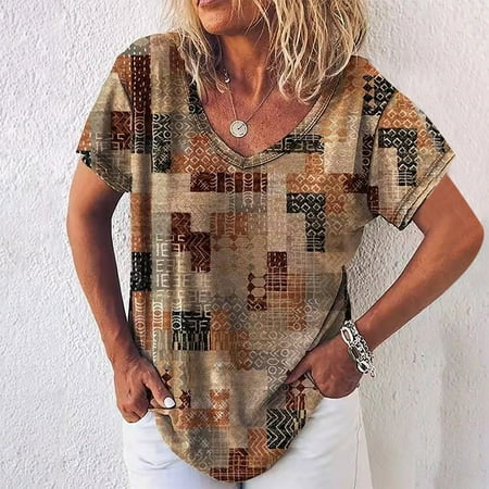 Womens Tshirts Summer Casual Loose Fit Tops Trendy printing Tunic Tee Plus Size vneck Blouse
Womens Tshirts Summer Casual Loose Fit Tops Trendy printing Tunic Tee Plus Size vneck Blouse