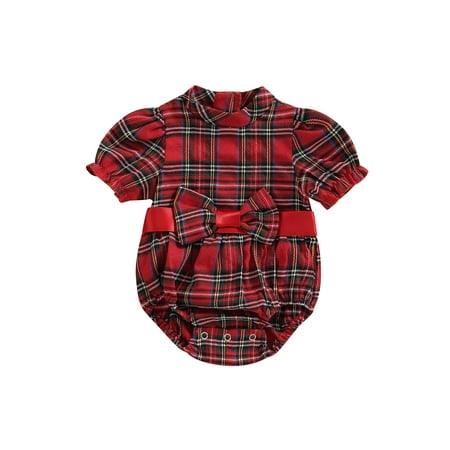 Meihuida Infant Baby Girl Christmas Jumpsuit Plaid Print Short Sleeve Round Neck Romper Snap Closure Clothes with Bow Belt
Meihuida Infant Baby Girl Christmas Jumpsuit Plaid Print Short Sleeve Round Neck Romper Snap Closure Clothes with Bow Belt