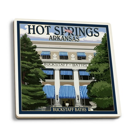 Hot Springs National Park, Arkansas - Buckstaff Bathhouse - Lantern Press Artwork (Set of 4 Ceramic Coasters - Cork-backed, Absorbent)