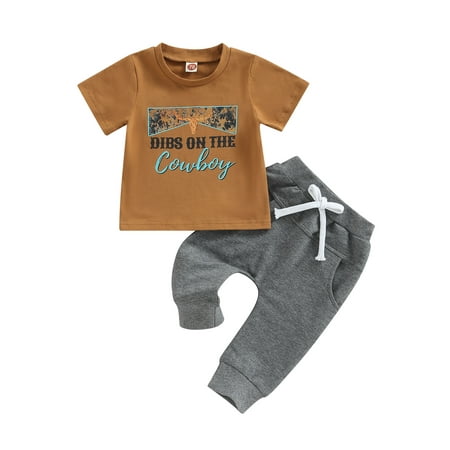 Frobukio Toddler Baby Boys Clothes Sets Cow Head Letter Print Short Sleeve T-Shirts Elastic Waist Long Pants 2Pcs Outfits Brown 2-3 Years
Frobukio Toddler Baby Boys Clothes Sets Cow Head Letter Print Short Sleeve T-Shirts Elastic Waist Long Pants 2Pcs Outfits Brown 2-3 Years