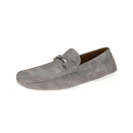 Mens Moccasin Silver Faux Leather Monaco Driving Shoe