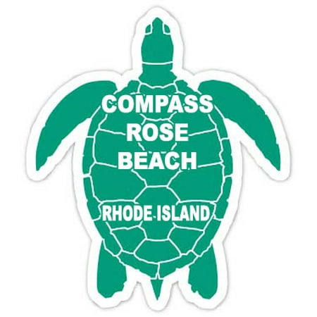 Compass Rose Beach Rhode Island 4 Green Turtle Shape Magnet