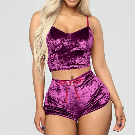 Pajamas For Women Velvet 2 Pieces Romper Outfit Sleeveless Crop Top Camisole + Shorts
Pajamas For Women Velvet 2 Pieces Romper Outfit Sleeveless Crop Top Camisole + Shorts