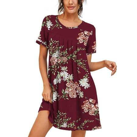 JWD Womens Sleepwear Short Sleeve Nightgown Soft Sleepshirt Pleated Nightshirt Scoopneck Casual Loungewear
JWD Womens Sleepwear Short Sleeve Nightgown Soft Sleepshirt Pleated Nightshirt Scoopneck Casual Loungewear