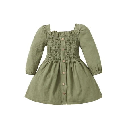 Toddler Baby Girl Cotton Linen Dress Long Sleeve Square Neck Ruffled Button Down Dresses Party Princess Dress Casual Sundress
Toddler Baby Girl Cotton Linen Dress Long Sleeve Square Neck Ruffled Button Down Dresses Party Princess Dress Casual Sundress