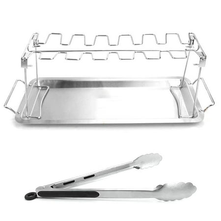 Grill Rack 14 Slots Stainless Steel Roaster Stand BBQ Chicken Drumsticks Rack with Drip and Barbecue Tongs
Grill Rack 14 Slots Stainless Steel Roaster Stand BBQ Chicken Drumsticks Rack with Drip and Barbecue Tongs