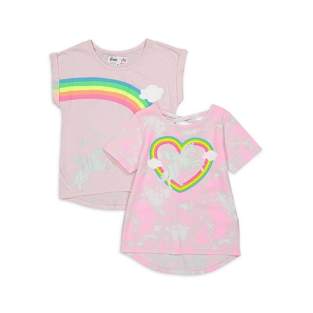 Freestyle Revolution Girls Graphic Fashion T-Shirts, 2-Pack, Sizes 4-12
