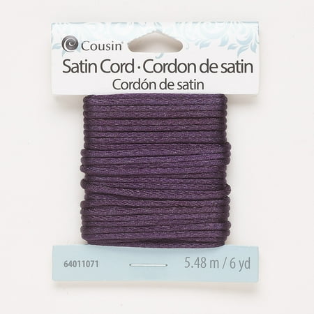 1 pc-Cord satin dark purple 2mm round. Sold per 6-yard pkg.