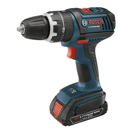 Factory-Reconditioned Bosch HDS181-02-RT 18V Cordless Lithium-Ion Compact Tough 1\/2 in. Hammer Drill Driver with 2 Slim (Refurbished)