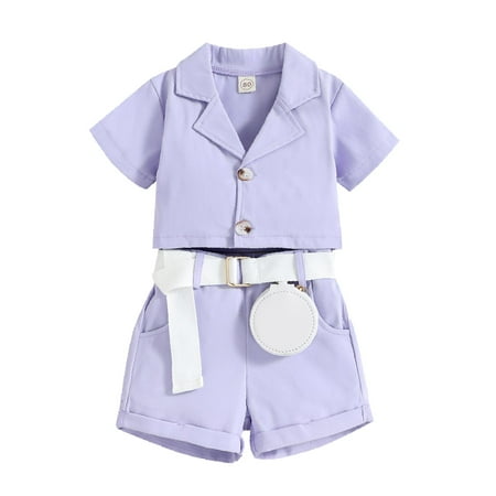 nsendm Outfit Girl Summer Toddler Girls Short Sleeve Solid Jacket Tops Shorts Belt Waist Bag Baby Flower Bath Purple 2-3 Years
nsendm Outfit Girl Summer Toddler Girls Short Sleeve Solid Jacket Tops Shorts Belt Waist Bag Baby Flower Bath Purple 2-3 Years