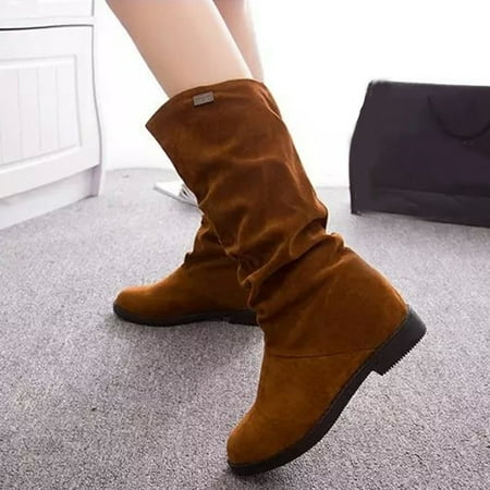 XINKAIRUN Women S Boots Women s Lace-up Over-the-knee Bare Boots Flat Round toe Casual Boots Women s Boots Yellow