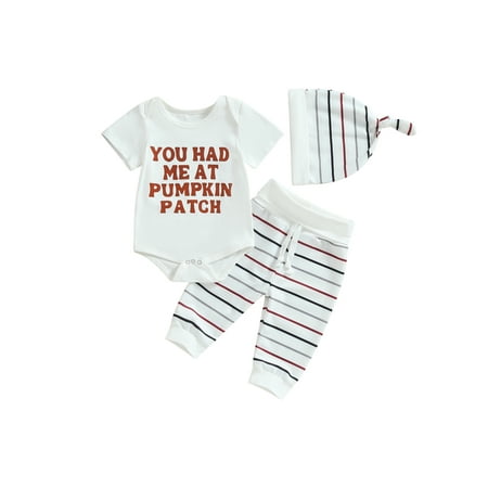 Bagilaanoe 3pcs Newborn Baby Boys Halloween Outfits Letter Print Short Sleeve Romper Tops + Stripe Leggings + Hat 3M 6M 12M 18M Infant Casual Long Pants Set
Bagilaanoe 3pcs Newborn Baby Boys Halloween Outfits Letter Print Short Sleeve Romper Tops + Stripe Leggings + Hat 3M 6M 12M 18M Infant Casual Long Pants Set