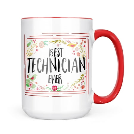 Neonblond Happy Floral Border Technician Mug gift for Coffee Tea lovers