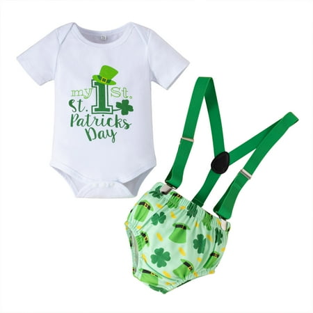Letter Boys Baby Patrick s Day Printing Girls Bib St. Set Short Romper Girls Outfits&Set Apparel