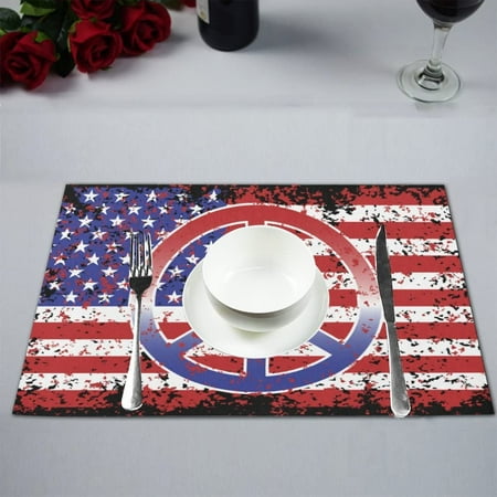 ECZJNT American Flag with Peace Sign Placemat Plate Holder Set of 2 4th July Decor Table Mats Protector 12x18 inch
ECZJNT American Flag with Peace Sign Placemat Plate Holder Set of 2 4th July Decor Table Mats Protector 12x18 inch