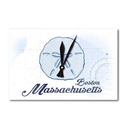 Boston, Massachusetts - Sand Dollar - Blue - Coastal Icon - Lantern Press Artwork (Acrylic Wall Clock)