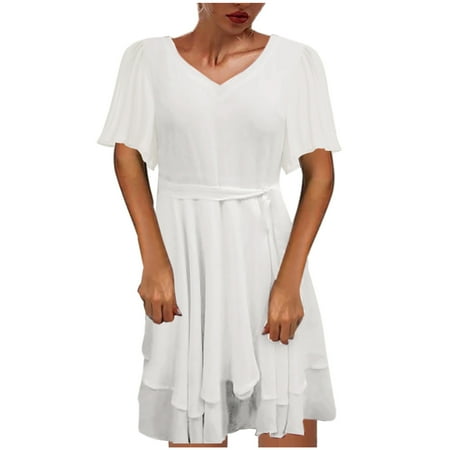 Maternity Dress Valentines Dress for Women Women Casual Pure Loosing Straps Swing Short Sleeve V-Neck Knee-High Dress Prom Dresses for Women Womens Dress Pants Summer Savings White L
Maternity Dress Valentines Dress for Women Women Casual Pure Loosing Straps Swing Short Sleeve V-Neck Knee-High Dress Prom Dresses for Women Womens Dress Pants Summer Savings White L