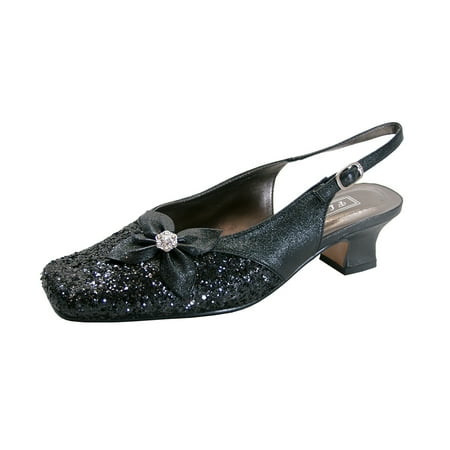 FLORAL Yesenia Women s Wide Width Slingback Dress Shoes BLACK 7