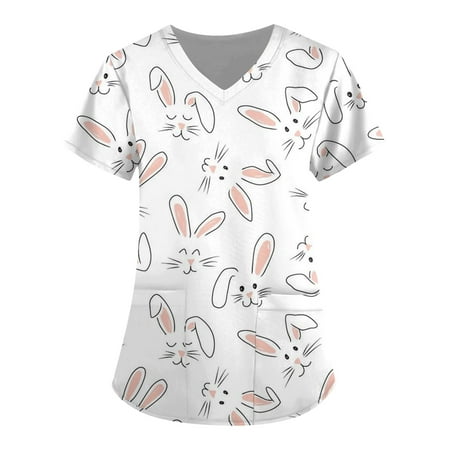 TQWQT Easter Printed Scrub Tops for Women Breathable Easter Eggs Bunny Pattern V-Neck T-Shirts Tee Scrubs Top with Pockets
TQWQT Easter Printed Scrub Tops for Women Breathable Easter Eggs Bunny Pattern V-Neck T-Shirts Tee Scrubs Top with Pockets