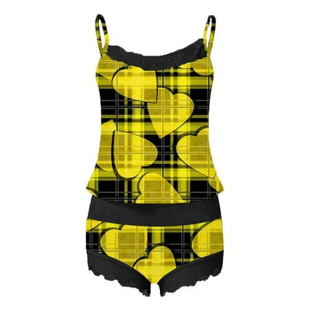 Uorcsa Small Fashion Lace V Neck Sleepwear 2Piece Women Temptation Lingerie Sets Yellow
Uorcsa Small Fashion Lace V Neck Sleepwear 2Piece Women Temptation Lingerie Sets Yellow