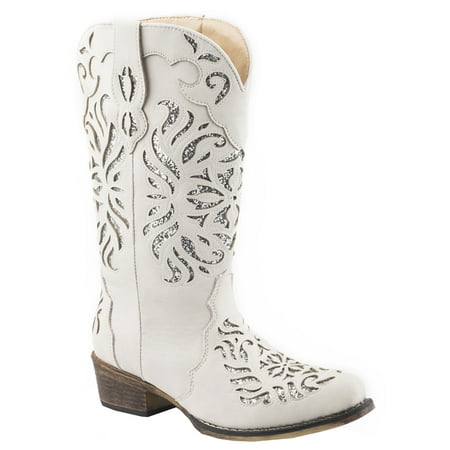 Roper Womens Riley Glitz Snip Toe Casual Boots Mid Calf Low Heel 1-2