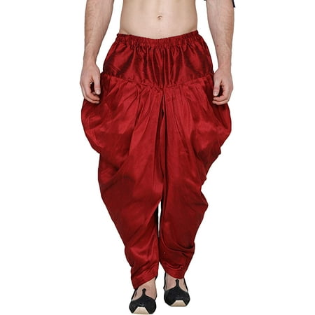Royal Kurta Men s Dupion Silk Patiala Salwar (Red Free Size)