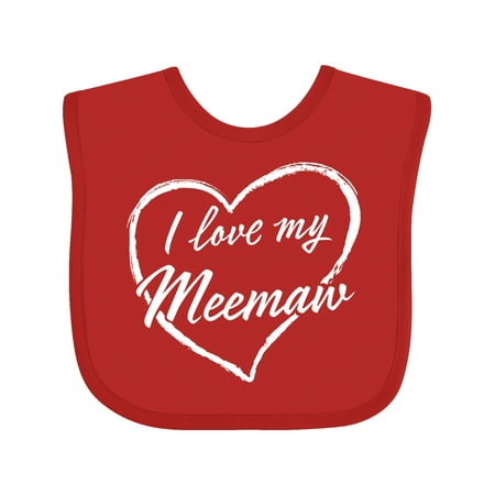Inktastic I Love My Meemaw in White Chalk Heart Gift Baby Boy or Baby Girl Bib