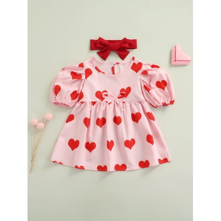 Toddler Infant Baby Girl Valentines Day Clothes Short Puff Sleeve Ruffle Heart Print Dress with Bow Belt One Piece (Pink+Red 3-4T)
Toddler Infant Baby Girl Valentines Day Clothes Short Puff Sleeve Ruffle Heart Print Dress with Bow Belt One Piece (Pink+Red 3-4T)