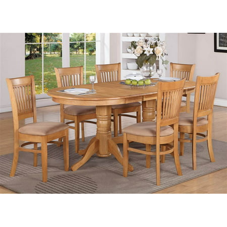 7-Pc Counter Dining Table and Chair Set in Oak Finish