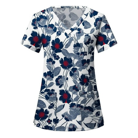 Frostluinai Savings Clearance Women s Working Uniform Nursing Uniform Scrubs Top Womens Top With Two Pockets Floral Printed Short Sleeve V-neck Tee
Frostluinai Savings Clearance Women s Working Uniform Nursing Uniform Scrubs Top Womens Top With Two Pockets Floral Printed Short Sleeve V-neck Tee