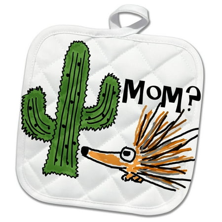 3dRose Funny Cute Porcupine thinking Cactus is Mom - Pot Holder 8 by 8-inch