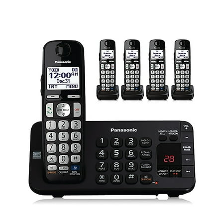 Panasonic KX-TGE245B Expandable Digital Cordless Answering System with 5 Handsets