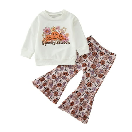 Baby Girls Outfit Sets Letters Prints Long Sleeves Tops Sweatershirts Pumpkin Prints Bell Bottom Pants Outfit Sets 2 Piece 12-18 Months 
Baby Girls Outfit Sets Letters Prints Long Sleeves Tops Sweatershirts Pumpkin Prints Bell Bottom Pants Outfit Sets 2 Piece 12-18 Months