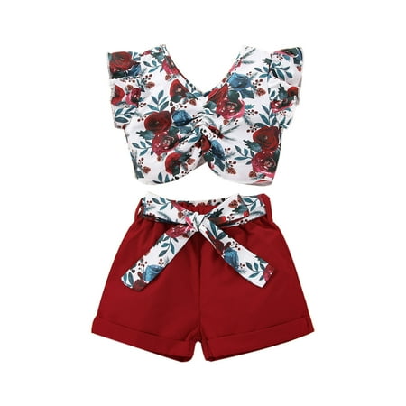 Toddler Girls Sleeveless Floral Prints Ruffles Vest Tops And Shorts Outfits For 12-18 Months
Toddler Girls Sleeveless Floral Prints Ruffles Vest Tops And Shorts Outfits For 12-18 Months