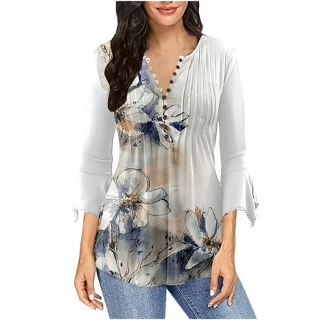Odeerbi Clearance Womens Tops Dressy Casual Blouse Shirts Trumpet 3/4 Sleeve Printed Buttoned Basic Ruched Corset Tunic Pleated White
Odeerbi Clearance Womens Tops Dressy Casual Blouse Shirts Trumpet 3/4 Sleeve Printed Buttoned Basic Ruched Corset Tunic Pleated White