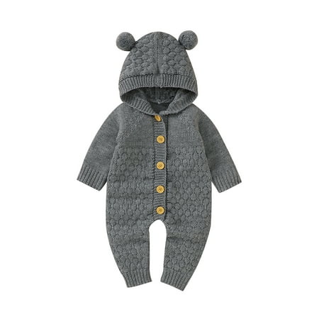 Paille Baby One Piece Knit Hoodies Cute Travel Overall Buttons Party Romper Jumpsuit Grey 66cm
Paille Baby One Piece Knit Hoodies Cute Travel Overall Buttons Party Romper Jumpsuit Grey 66cm