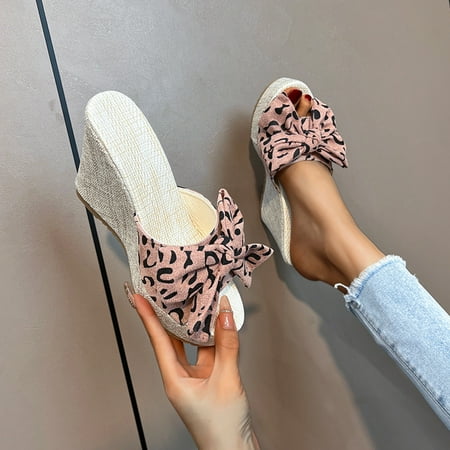 Aayomet Womens House Slippers Ladies Fashion Suede Leopard Pattern Bow Open Toe Wedge Heel Thick Soled Casual Slippers Pink 7
Aayomet Womens House Slippers Ladies Fashion Suede Leopard Pattern Bow Open Toe Wedge Heel Thick Soled Casual Slippers Pink 7