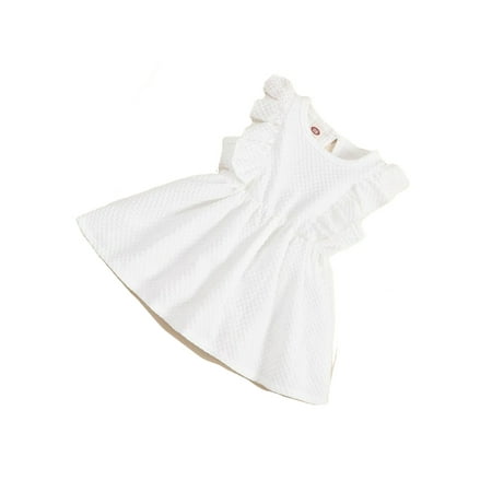 Cute Plain Round Neck Smock Sleeveless White Baby Dresses (Baby s)