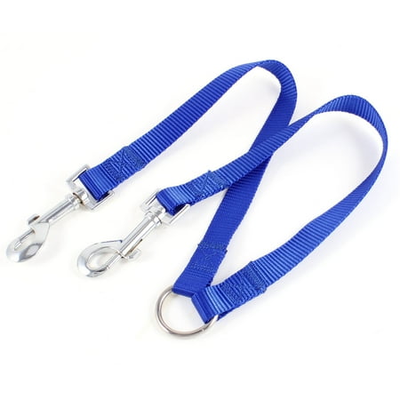Unique Bargains Nylon 18mm Width Walk Double Dog Dual Lobster Clasp End Pet Leash Blue