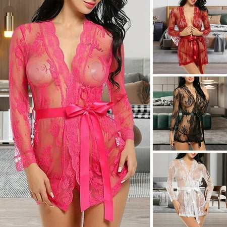 Hopeup 2 Pcs/Set Women Sleepwear Set See-through Mesh Long Sleeve Lace Tight Waist Lady Pajamas Set Sleeping Clothes
Hopeup 2 Pcs/Set Women Sleepwear Set See-through Mesh Long Sleeve Lace Tight Waist Lady Pajamas Set Sleeping Clothes